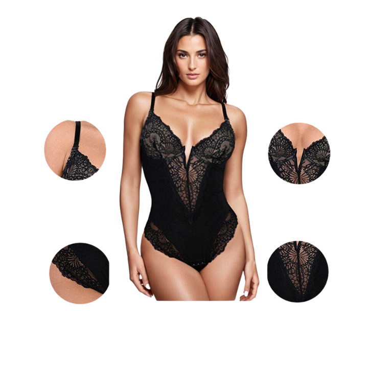 Lace Deep-V Neck Bodysuit